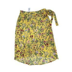 NWT LOFT Women's Floral Wrap‎ Midi Skirt Yellow Size 4